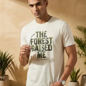 Wild Woolly “The Forest Raised Me” Printed T-Shirt for Men