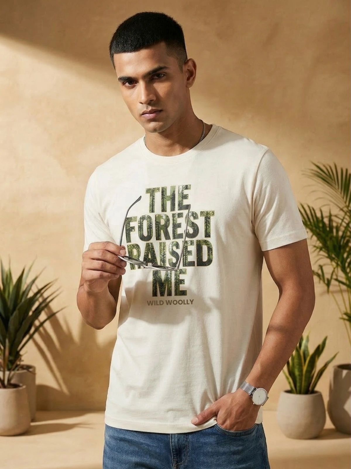 Wild Woolly “The Forest Raised Me” Printed T-Shirt for Men