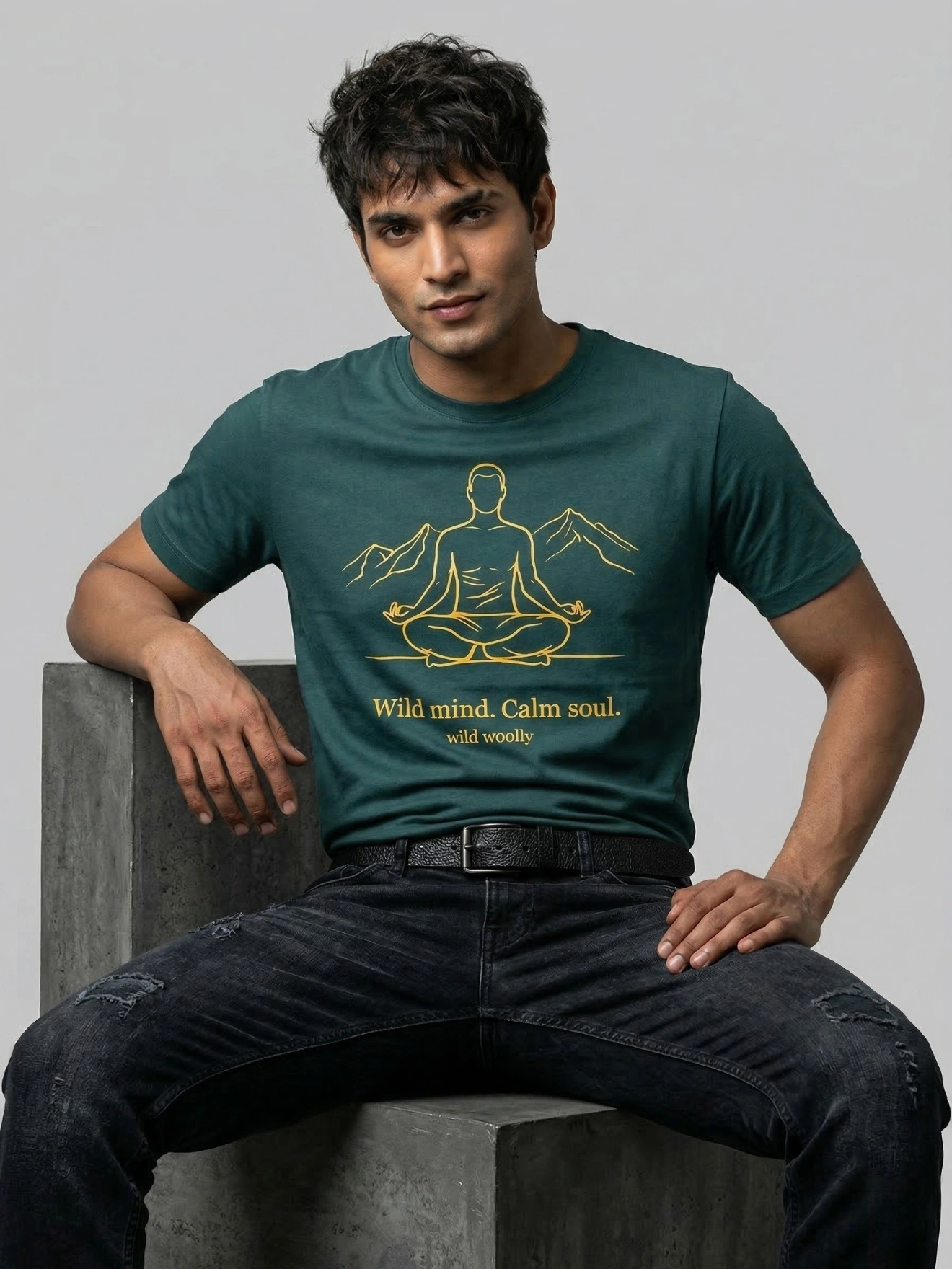 Wild Woolly “Wild Mind Calm Soul” Printed T-Shirt for Men
